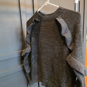 Time and Tru Black Sweater with Ruffle Sleeves